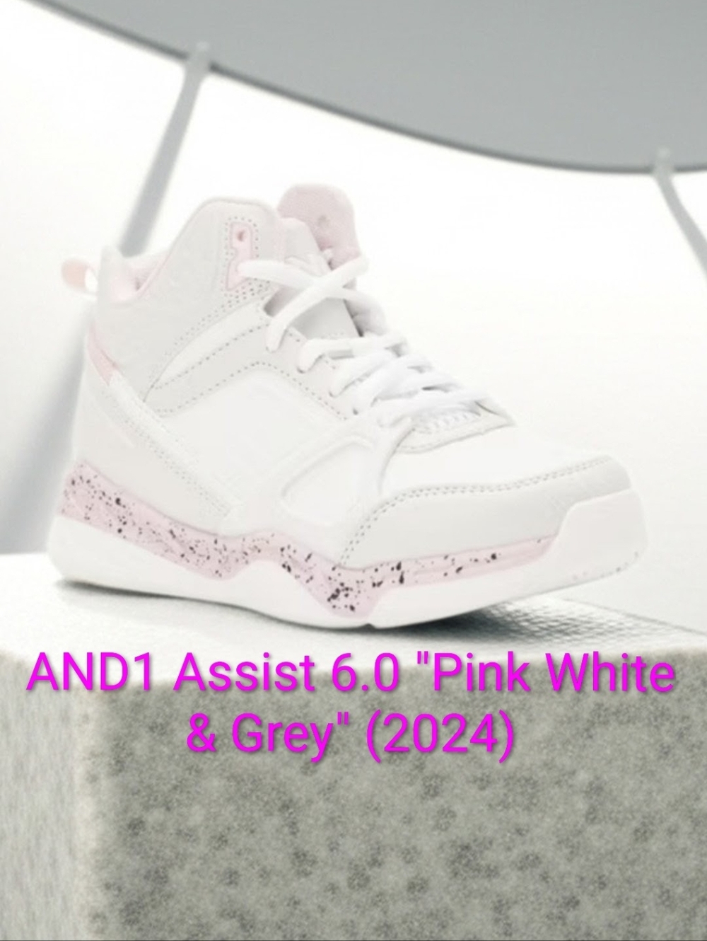 AND1 Assist 6.0 "Pink White & Grey" Sneakers Girls 3.5 Boys 2Y NWT - Picture 1 of 10